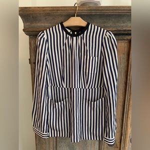 Marni women stripe navy white long sleeve blouse size 38